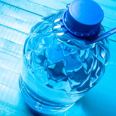 water bottle on the wooden table
